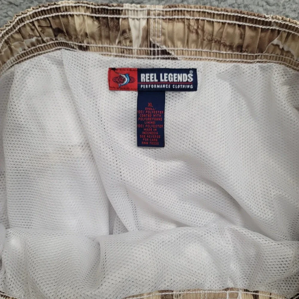 Reel Legends Shorts Mens XL Yellow Brown Swim Trunks Palm Fishing Outdoor Casual